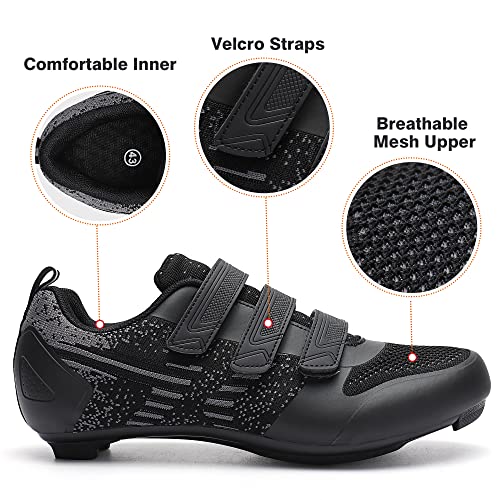 Image of Unisex Road Bike Cycling Shoes Compatible with Peloton Shimano SPD Bike Riding Shoes for Men Women, 3 Straps, Pre-Installed Delta Cleats for Indoor Outdoor Cycling Biking