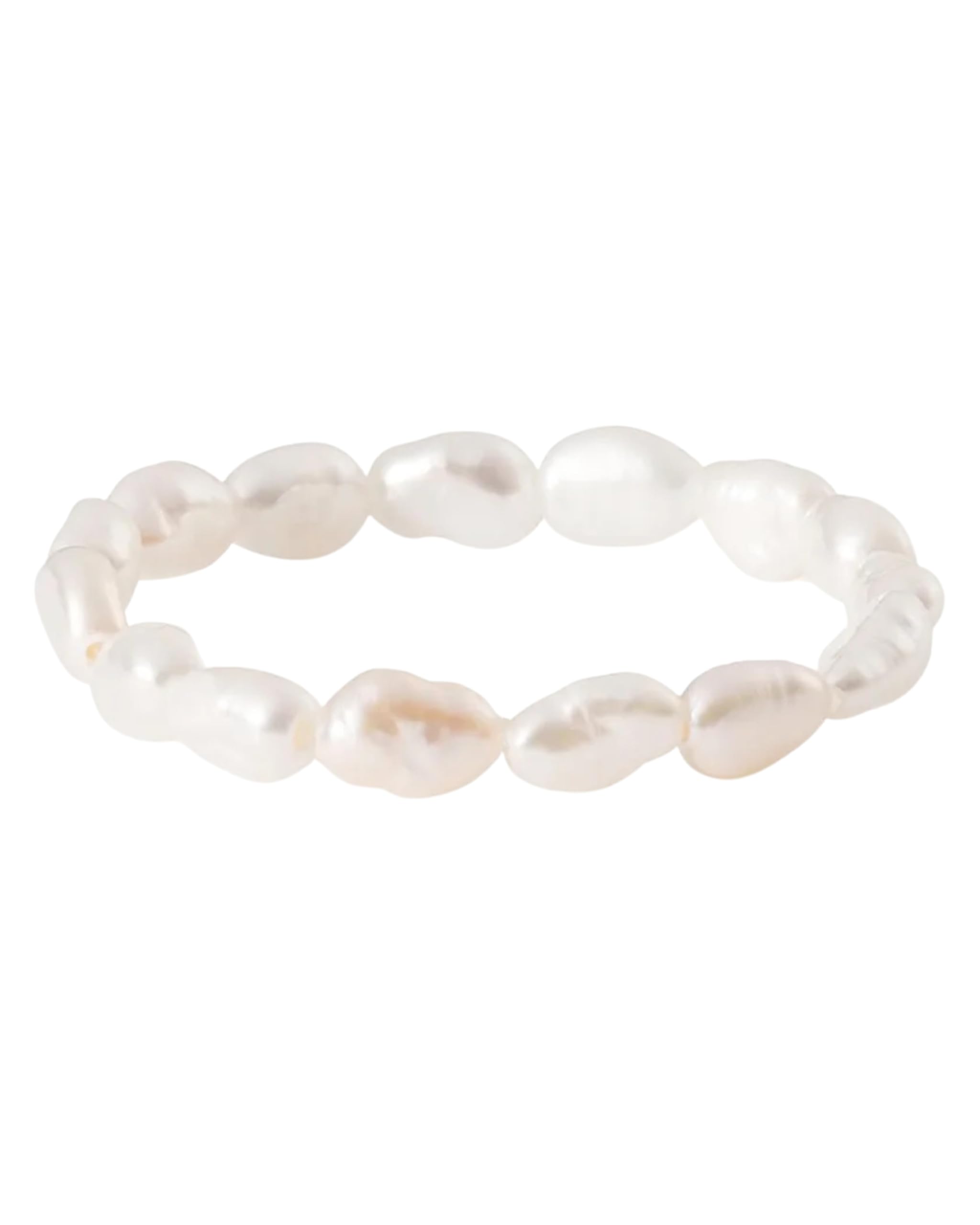 Purelei Pearly Ring (Weiß) – Elastischer Anti-Stress Ring aus Keshi-Perlen