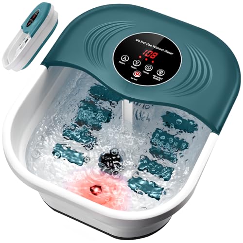 Foot Spa Bath Massager with Heat, Bubbles, Vibration, 8 Removeable Roller (not Motorized), Pedicure Foot Spa with 95-118℉ Temperature Control for Relaxing Feet at Home