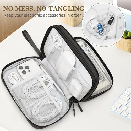 Image of FYY Electronic Organizer, Large Travel Cable Organizer Bag Pouch Electronic Accessories Carry Case Portable Waterproof Double Layers All-in-One Storage Bag for Cable, Cord, Charger, Phone, Coffee