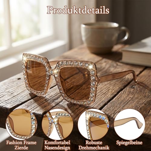 MmotZsb Sonnenbrille Damen, 6er Set Mit Glitzer Accessoires, Retro Disco Outfit Brillen Für Party, Abba Accessoires Damen