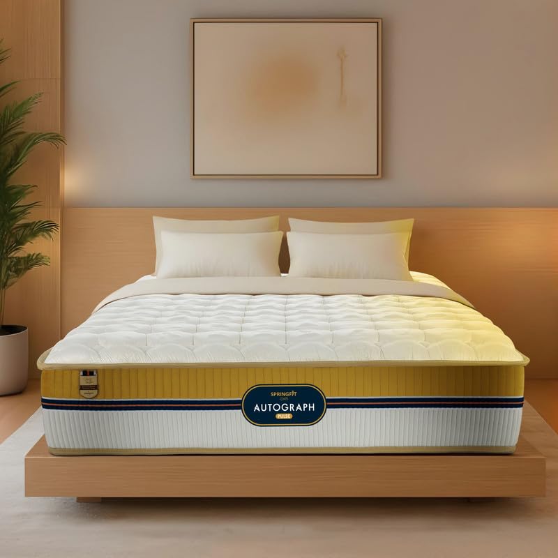 Image of Springfit Autograph Pulse Mattress with Aerosleep Memory Foam & 5 Zone Natural Latex and Pocket Spring | 7 Inches Queen Size (72x66x7) | Soft | GOLS Certified
