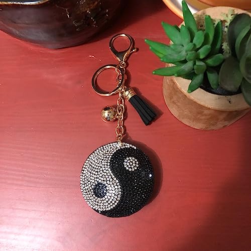 Popfizzy Bling Yin Yang Keychain Accessories for Women, Rhinestone Bag Charms, Yin Yang Gifts for Women and Girls2