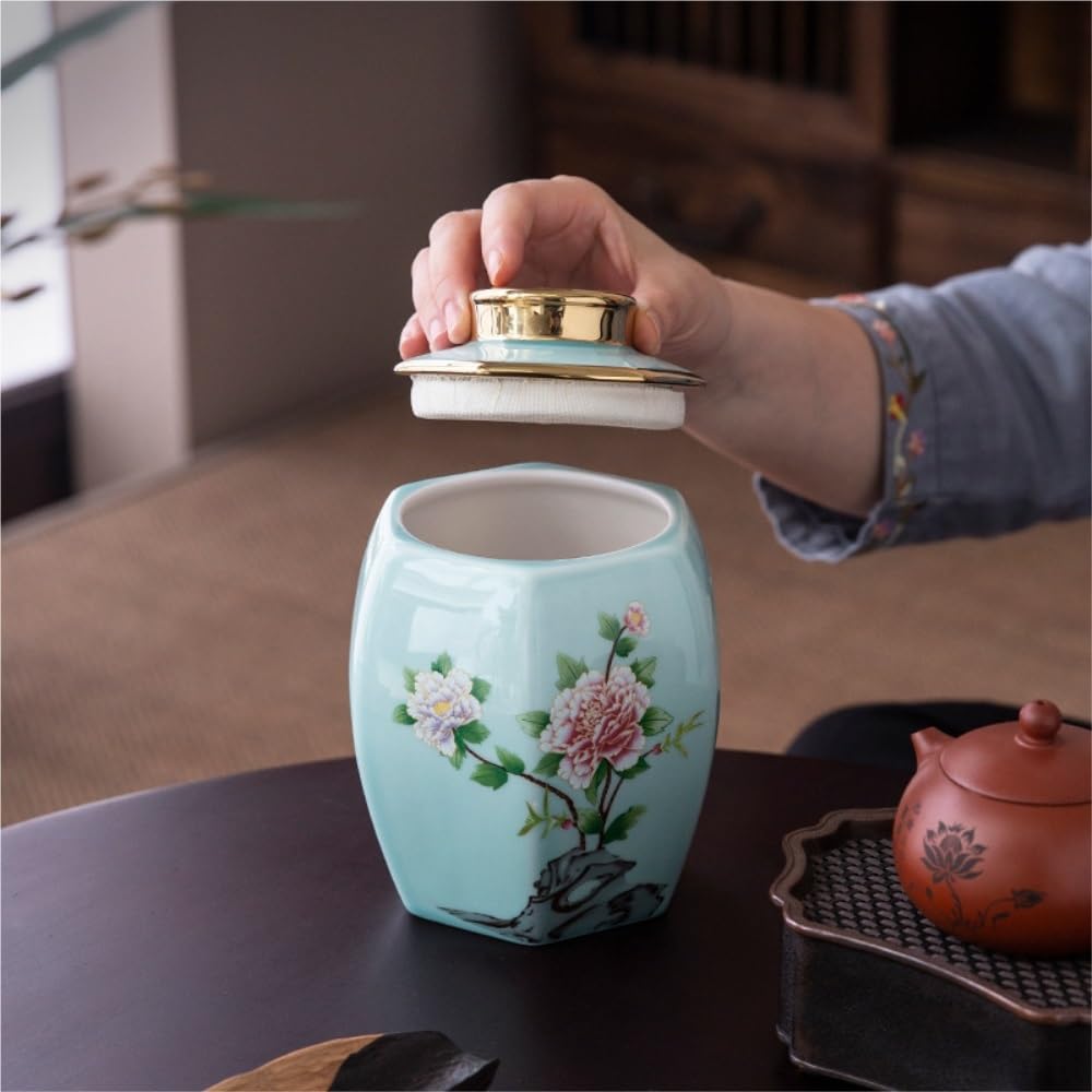Teeservice Kreativer einfacher loser Tee Vorratsglas, Keramik versiegelte Topf, Retro Chinesisches Tee-Set, Doppeltopf, Geschenkbox-Set Teekanne(B)