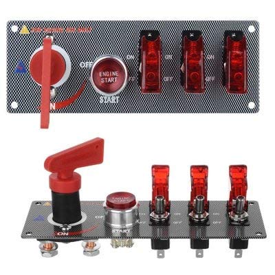 Jtron 04040030 Panel de interruptor de encendido LED 12V para carreras de automóviles - ROJO