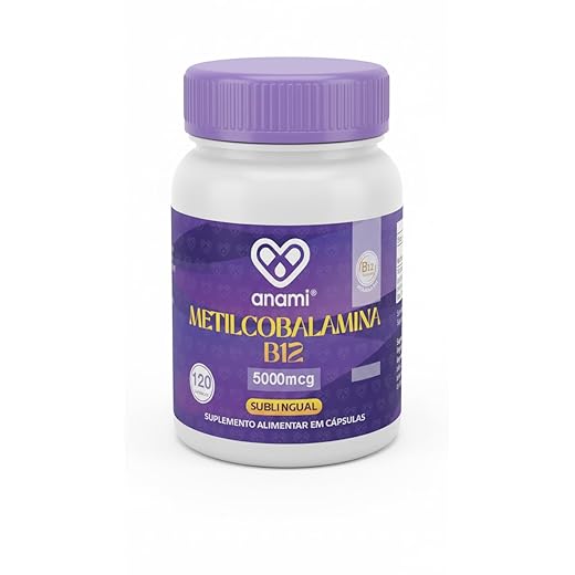 Metilcobalamina 5.000mcg – Vitamina B12 Ativa Sublingual – 120 Cápsulas | Absorção Rápida | Suplemento Alimentar