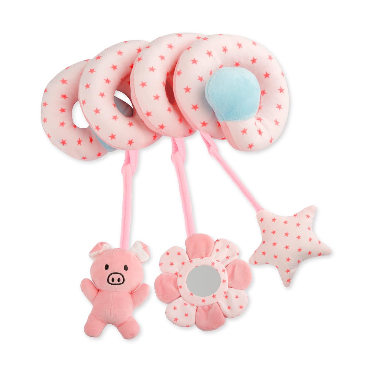 Lotsdonxia Spiral Toy, Available in Pink Pig and Blue Bear Designs – Suitable for Prams, Car Seats, and Cribs for 0-6 Months