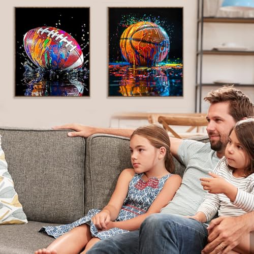 Image of 3 Pack Stamped Cross Stitch Kits for Adults - Graffiti Ball Sports Cross Stitch Kits for Beginners,11 CT Cross Stitch Patterns Dimensions DIY Counted Cross Stitch Kits for Adults Arts Craft 12x16 inch