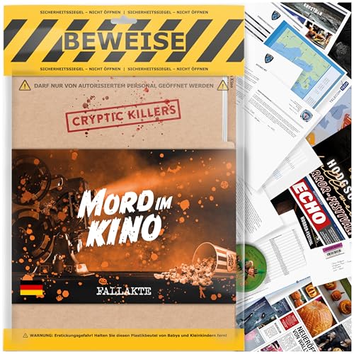 Cryptic Killers Krimi-Spiel Ungelöste Mordfälle Untersuchung von Cold Case-Akten Indizien/Hinweise für Ermittler Verbrechen aufklären Für Einzelspieler Paar-Abende & Gruppen Mord im Kino