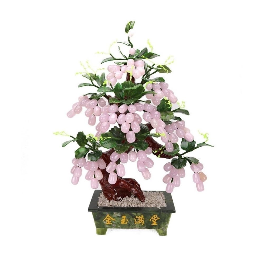 CHENGAIJIAN Artificial Bonsai Tree, Artificial Bonsai Tree Jade Grape Office Desk Home Room Decor(Pink)