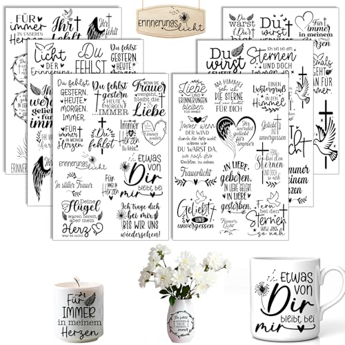 Rub On Sticker Trauer, 6 Stück A5 Rub On Aufkleber, Rub On Folie...