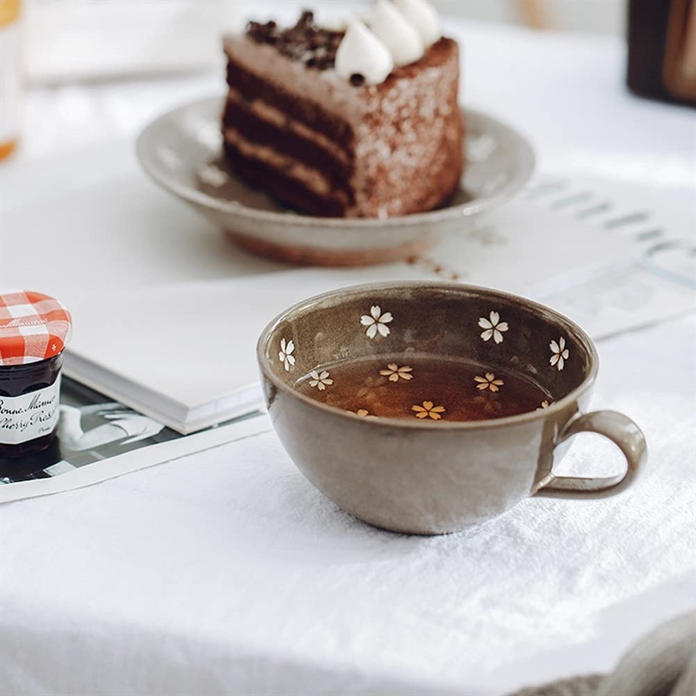 Ceramiczne kubki do kawy i spodki, filiżanki do espresso, filiżanki do herbaty, kubki do picia, kubki do napojów, kubki śniadaniowe z uchwytem