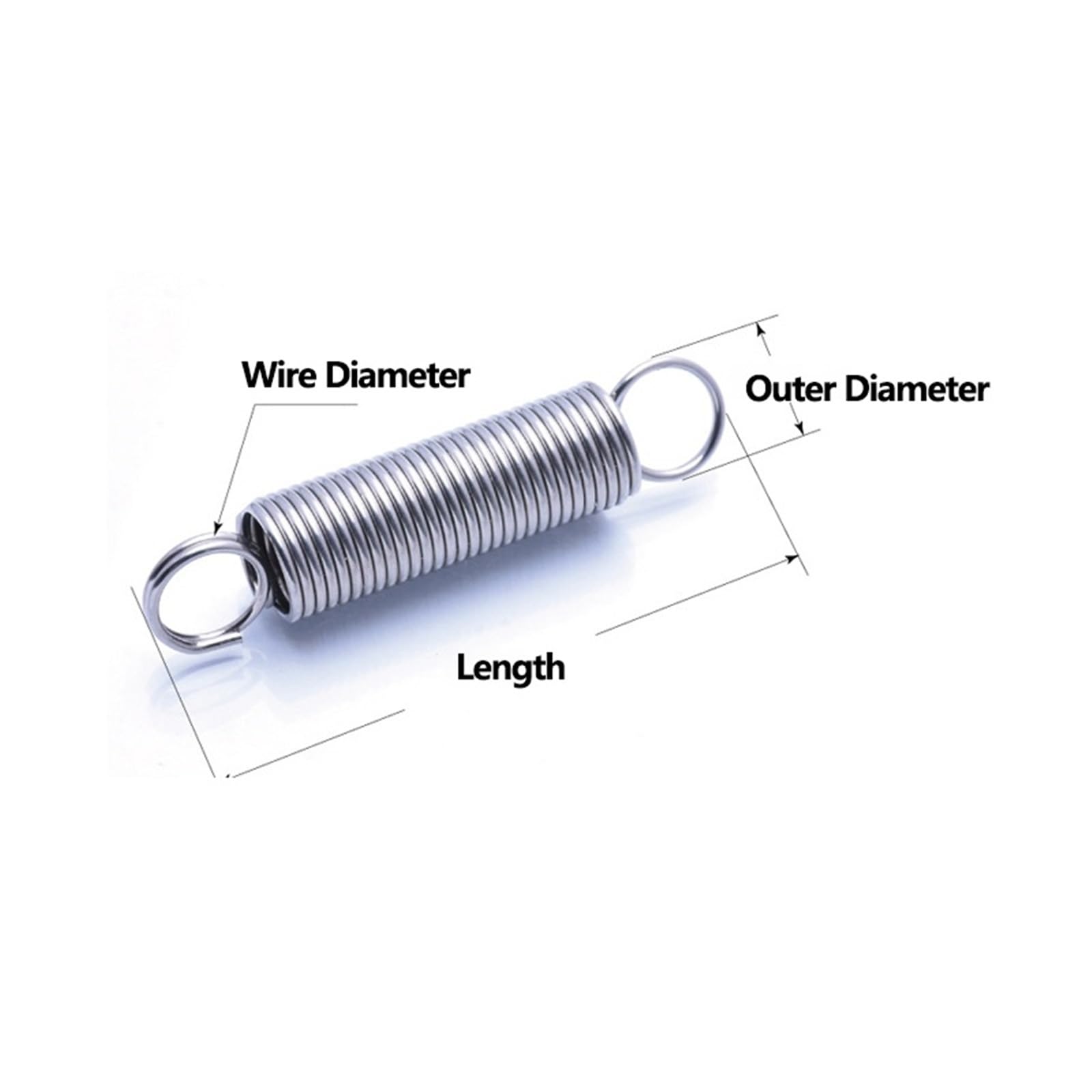 Mdingbao-Extension Springs Wire Diameter 0.3mm 0.4mm 0.5mm Outer Diameter 6mm 304 Stainless Steel O Ring Pullback Tension Spring Cylindroid Helical Coil Extension Springs? good stretching ability(60mm
