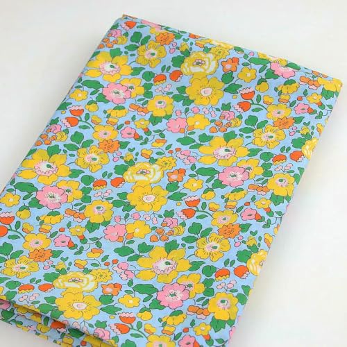 XDMING Tela Liberty Hecha a Mano con Estampado de Cerezas pequeñas, Fina, de Popelina de algodón, londinense, para Coser Vestidos, Patchwork, Bricolaje, por Metro.