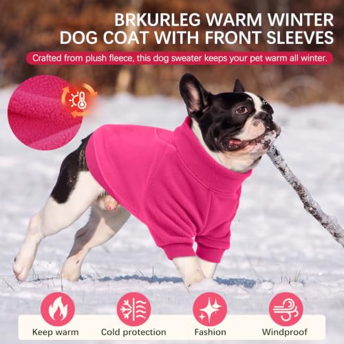 Image of BRKURLEG Dog Sweater, Warm Fleece Dog Winter Coat, Rose Red, S | Soft Thick Sweatshirt for Small Medium Large Dogs, Back Zipper Dogs Cold Weather Coat, Cozy Jacket Vest Christmas Daily Wear