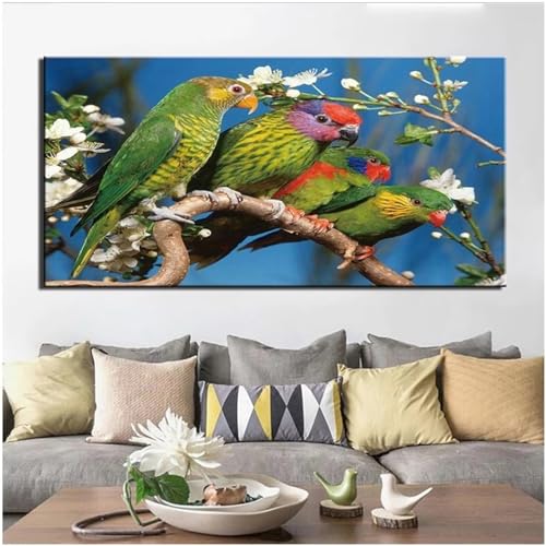 Point de Croix Diamant Perroquet Animal 80x160cm aux Couleurs Éclatantes