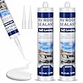 RV Roof Sealant Self Leveling, 2 Pack Lap Sealant for RV Roofs, White RV Caulking Sealant Tap Sealant for RV Roofing, Flexible, UV & Waterproof, Secure Odorless for RV Indoor Use
