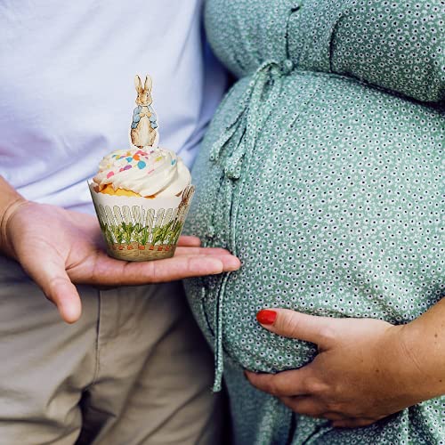 Peter Rabbit Cupcake Decoration - Party Supplies And Baby Shower Essentials - Set Of 12 Pieces Cupcake Topper And 24 Pieces Cupcake Wrapper #TOP2