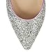 XYD Women's Fashion Glitter Ballet Flats Closed Pointed Toe Dorsay Shoes Low Heel Slip on Casual Cocktail Party Wedding Pumps Size 9.5 Fuchsia