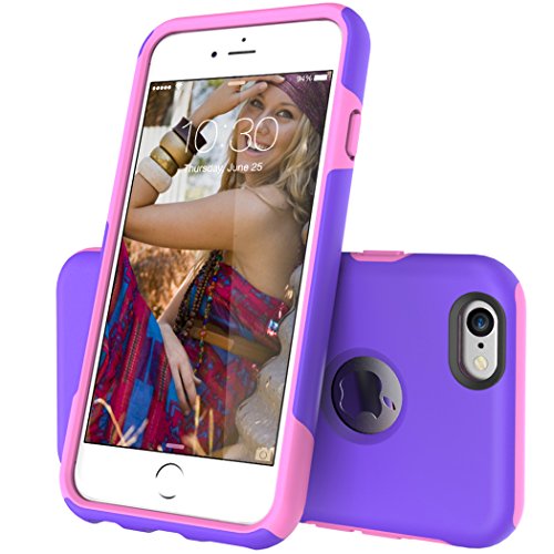 iPhone 6S Case, TOTU [Shockproof] Dual-layer Hybrid Candy Protective Updated Case for iPhone 6 (2014)/ iPhone 6S (2015), (indigo Violet / Light Rose)