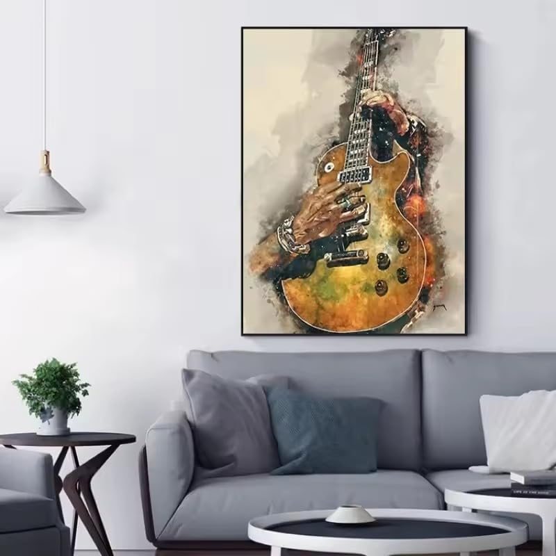 weiyiwang Poster di musica rock funky con chitarra, cantante pop, quadro su tela, decorazione murale moderna per soggiorno (70x100 cm/cornice)