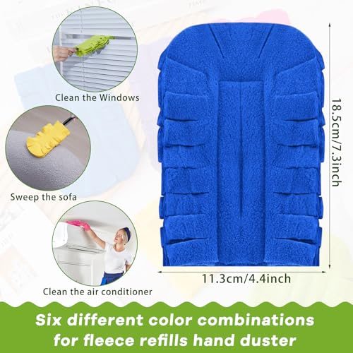 Image of Zubebe 6 Pcs Reusable Duster Refills Fleece,Bright Color | Soft Polyester Fiber Flat Duster Refill Multi Surface Washable Cleaning Pad Tools for Home, Blinds, Car, Pet, Furniture, Fans
