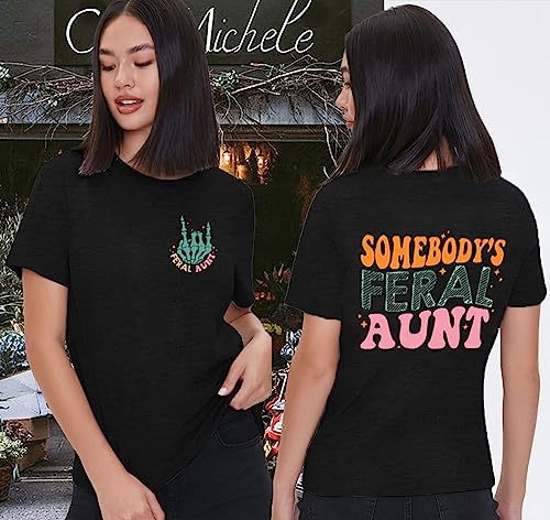 MOUSYA Women Oversized Mama Shirt Somebody's Feral Mama T-Shirt Funny Mom Shirt Women Mom Gifts Tee2