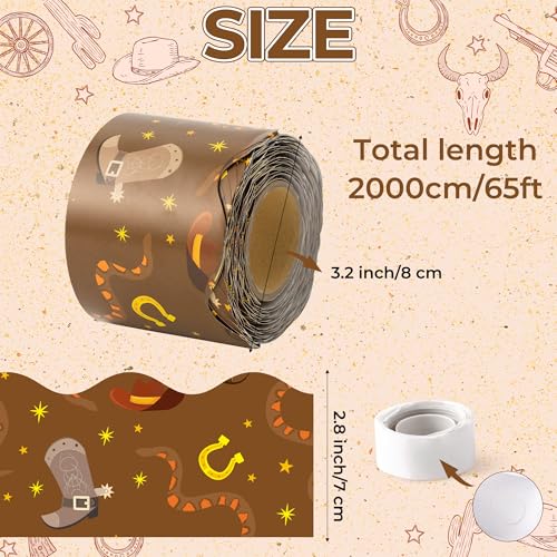 Image of BeYumi Western Cowboy Border Trim - 65ft Back to School Western Themed Scalloped Rolled Border Trim Wild West Themed Bulletin Board Set Classroom Office Chalkboard Kindergarten Wall Party Decoration