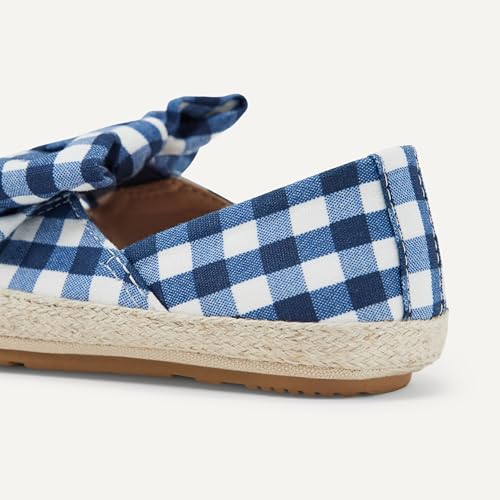Amazon Essentials x Sofia Grainge Girls' Cotton Espadrilles with Bow, Navy Gingham, 12 Little Kid - image 5