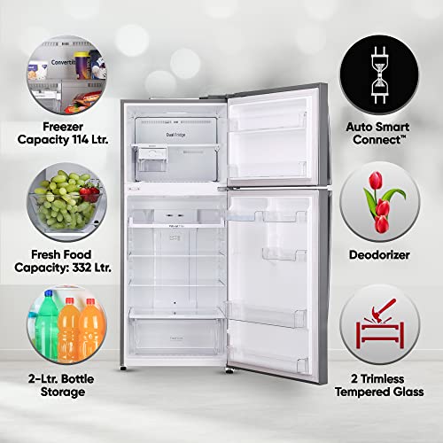 Image of LG 446 L 1 Frost-Free Smart Inverter Double Door Refrigerator ( GL-T502APZR, Shiny Steel, Convertible with Door Cooling+), Free 1 Year Extended warranty