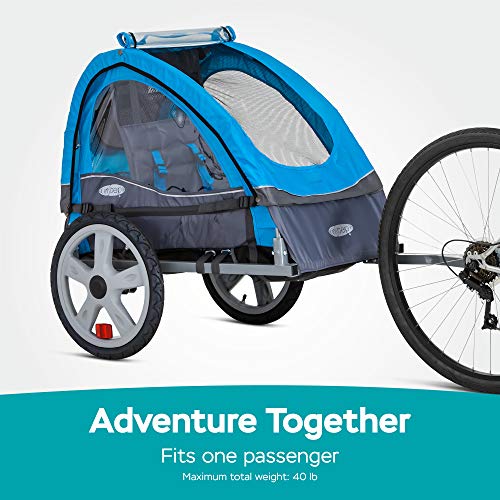 Instep Bike Trailer for Kids, Single and Double Seat, Single Seat, Blue - Thumbnail 4