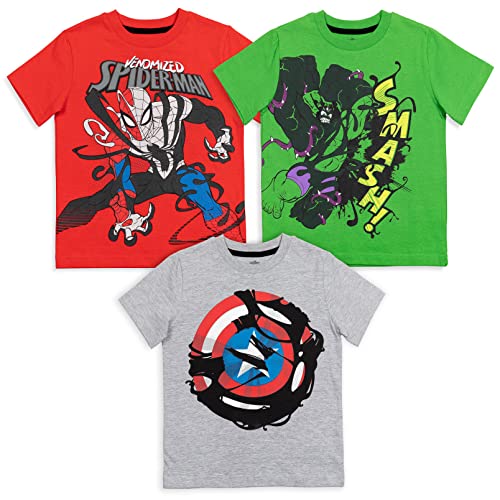 Marvel Spider-Man Captain America The Hulk Big Boys 3 Pack T-Shirt Red/Green/Gray 14-16 #TOP25