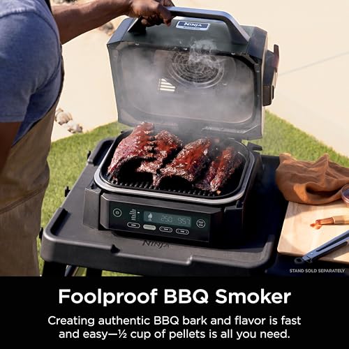 Image of Ninja Woodfire Outdoor Grill & Smoker, 6-in-1 Functionality, Grill, Smoke, Bake, Roast, Air Fry, Broil, Authentic Woodfire Flavors, Electric Heat, OG321