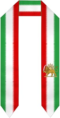 DABOYOZHZH Iran Persia Flag Sun Lion 1979-1980 Flag Graduation Shawl Sash Stole Wraps Scraf For International Study Pride Women Men