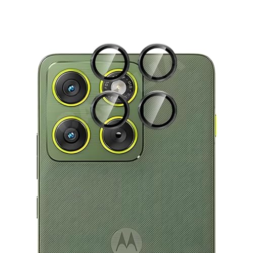 Image of ZARALA Camera Lens Frame Glass Compatible with Motorola Edge 70 Fusion Tempered Glass Aluminum Alloy Frame Individual Camera Lens Protector Cover Black