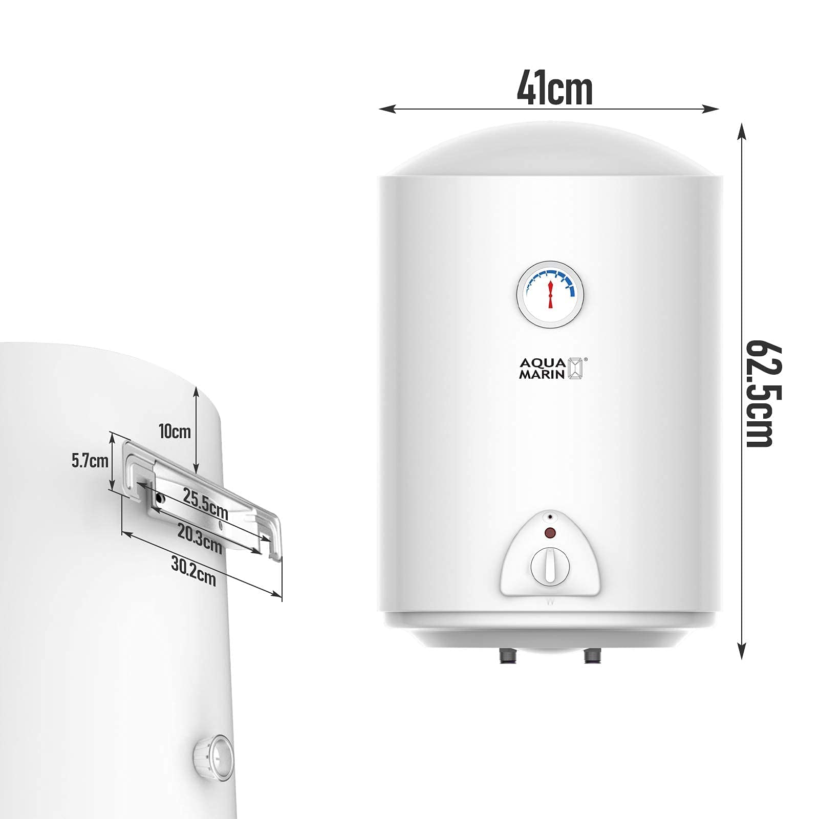 Aquamarin® Warmwasserspeicher - Elektro, 50l Speicher, Energiesparend, 1500W Heizleistung, max. 75°C, Thermometer, Sicherheitsventil, Magnesiumanode - Boiler, Warmwasserboiler, Wasserboiler