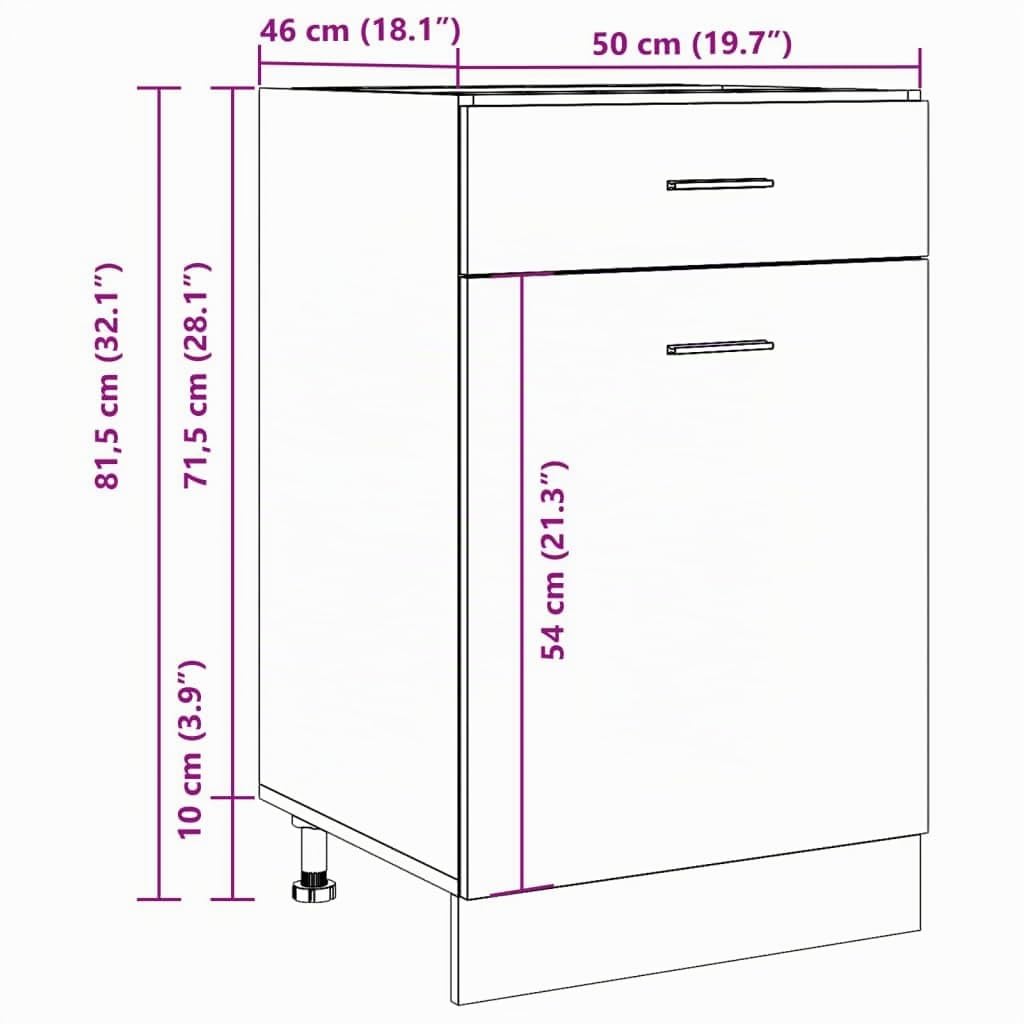 vidaXL Mobile con Cassetto “Lyon” Legno Antico 50x46x81,5cm