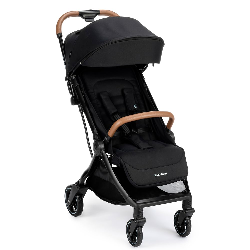 Maxi-Cosi Eva3 Toddler Stroller, Full Lie-Flat Position, Automatic, Compact Fold, Carry Strap, Easy Recline Handle, 0-4 Years, Essential Black, 2 Year Warranty