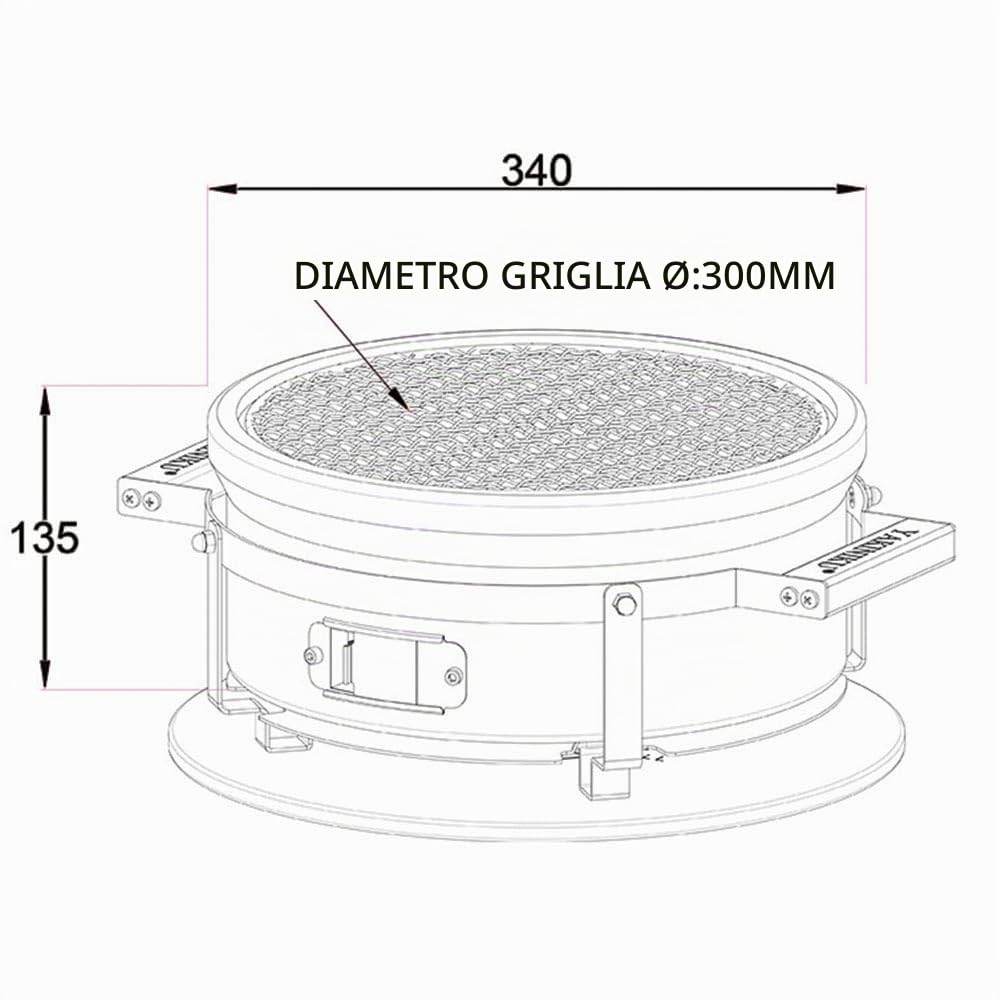 Yakiniku Y800700 Shichirin Griglia rotonda in ceramica, da 30 cm di diametro