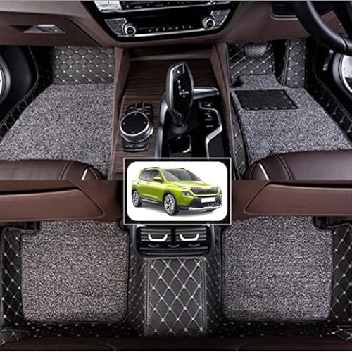 Image of Vahan Expo Premium 7D Car Mat Full Set for Skoda Kylaq 2025 || Luxury Double-Stich 7D Car Floor Mat Complete Set || 100% Waterproof and Washable