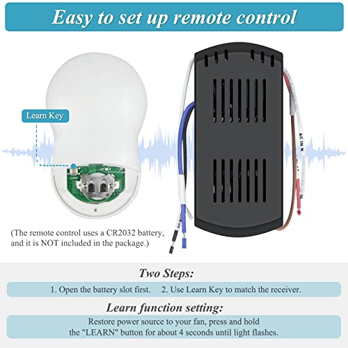 Image of Universal Hunter Ceiling Fan Remote Control Kit, Smart Wi-Fi Control Kit | Works for Hunter Harbor Breeze Hampton Bay, Compatible with Alexa, Google Assistant and Smart Life App, 3-Speed, Light Dimmer