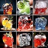 New Skull Cup - 6 copas de vino de cristal de calavera de 350 ml, divertidas copas de vino, regalos de decoración de Halloween, regalos de fiesta temática (6 juegos)