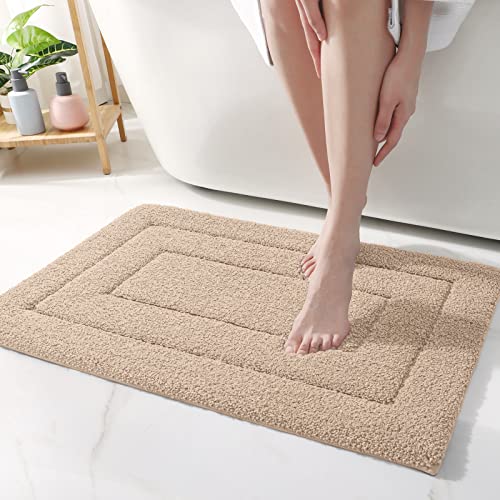 Dexi Bathroom Rug Mat, Extra Soft Absorbent Premium Bath Rug, Non-Slip Comfortable Bath Mat, Carpet For Tub, Shower, Bath Room, Machine Wash Dry, 16"X24", Beige #TOP7