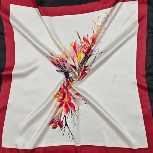 Image of Satin Silk Small Square Scarf for Women, Printed Soft and Comfy Neck Head Tie Scarf Bandana