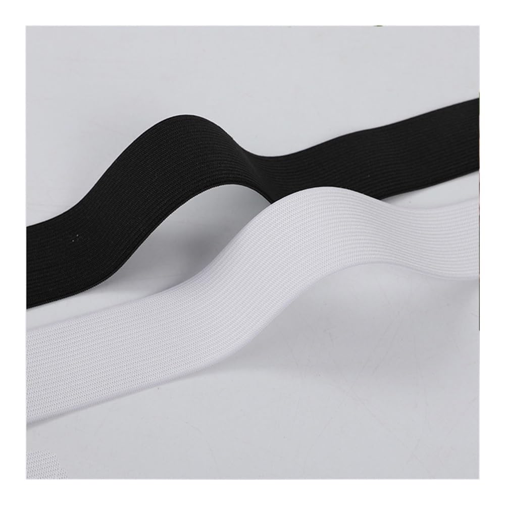 Banda elástica de ganchillo en blanco y negro de varios tamaños, de látex de alta elasticidad, banda elástica de punto, banda elástica de goma, accesorio de costura (blanco, 10 m_40 mm)