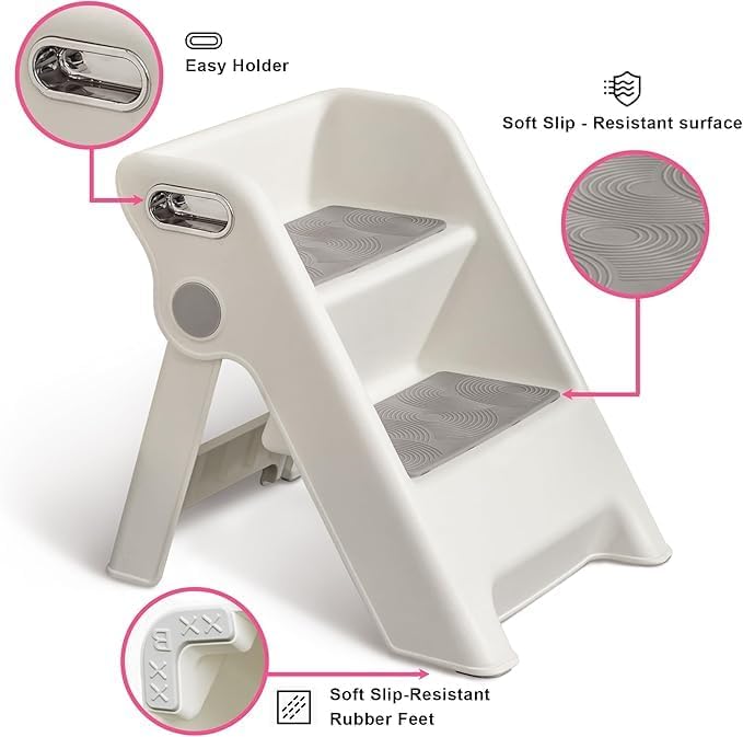 RELEMTRA Strong Plastic Stool for Home | Anti Skid, Light Weight & Durable | Plastic Stool for Sitting | Sturdy & Portable Stool for Home | Ladder Children's Stool 2 Step Sink Baby Bench Bathroom 2