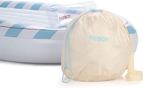 Miniatura 7 de FUNBOY Cama y colchón de aire clásico para niños. Perfecto para fiestas de pijamas. Incluye bolsa de almacenamiento, individual, blanco/azul