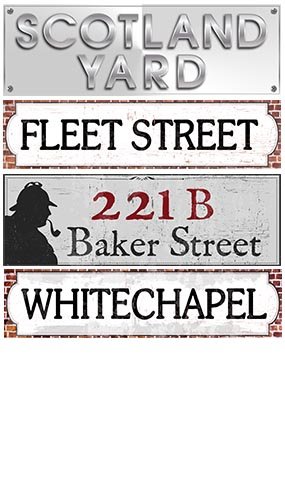 Sherlock Holmes PVC Party Sign Decorations 60cm x 15cm - Pack of 4