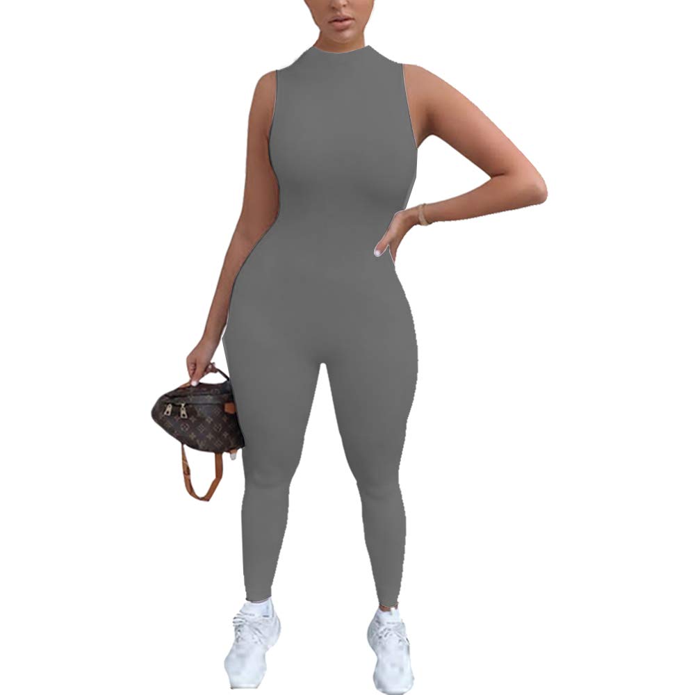 LuFengWomen's Sexy Sleeveless Zipper Bodycon Party Club Long Rompers Jumpsuit