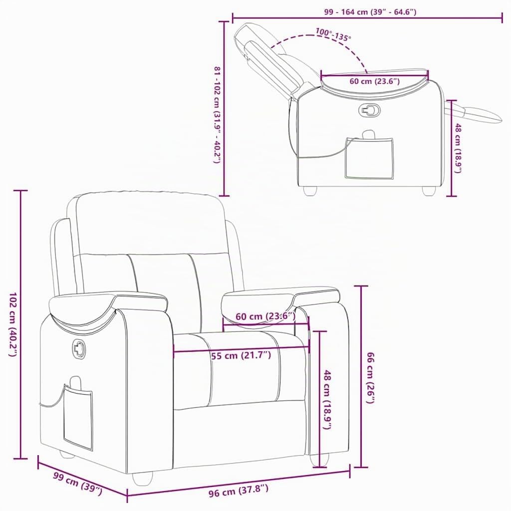 IKAYAA Sillón de Masaje Reclinable Tela, Sillón De Relax, Sillon Masaje Relax, Sillon Relax con Bolsillos Laterales Sofá Individual Sofá Relax Butaca Orejera para Salón Oficina Dormitorio Gris Claro
